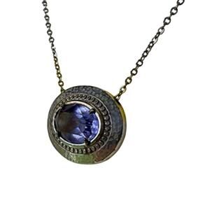 Brighton Your True Colors Grateful Silver Necklace Oval Purple Crystal Pendant